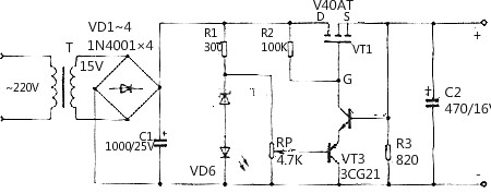 場效管直流穩壓電路圖-場效管開關直流穩壓電源電路詳解-KIA MOS管