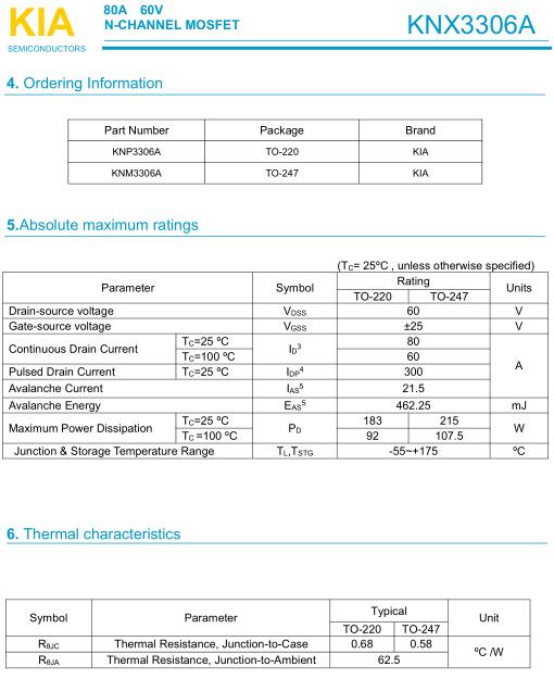 80A60V低壓MOS管可替代多款 KNX3306A