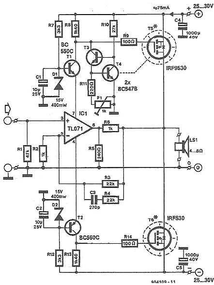 MOS管,MOS管功率放大器電路圖