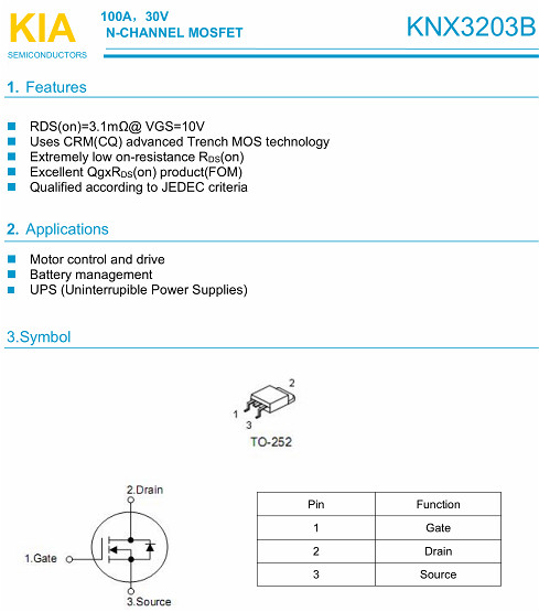 MOS管KNX3203B 30V100A