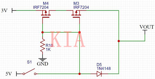 電源切換電路-PMOS串聯二極管作用分享-KIA MOS管