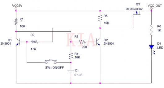 【經典電路】雙穩態一鍵開關機電路分享-KIA MOS管