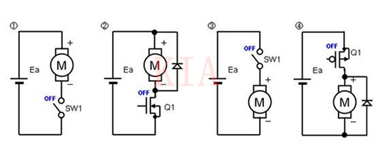 有刷電機(jī)-單開(kāi)關(guān)電路驅(qū)動(dòng)、半橋電路驅(qū)動(dòng)-KIA MOS管