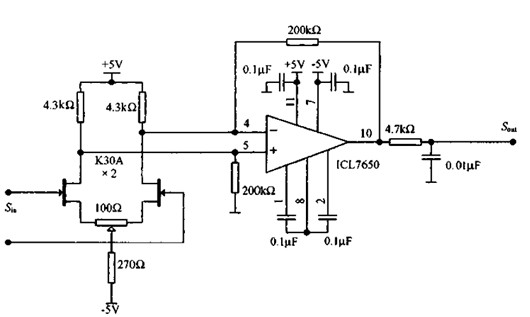 【放大電路圖】場效應管輸入性測量放大電路圖-KIA MOS管