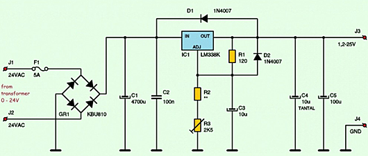 【電源電路】可變直流電源電路圖-KIA MOS管