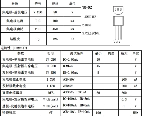 9014參數,管腳圖,代換