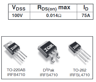 irfb4710場效應管參數,代換