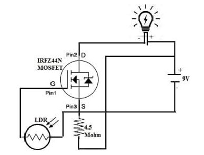 光控開關電路,mos管光控電路