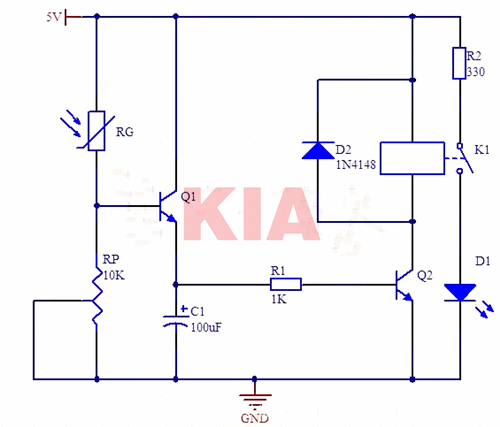 光控延時開關電路圖,原理圖分享-KIA MOS管