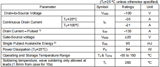 電機驅動mos管,KIA35P10AD