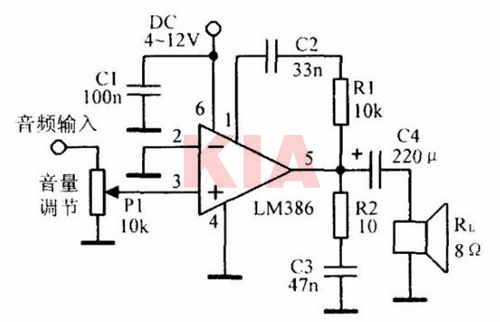 lm386功放電路,lm386音頻放大電路圖-KIA MOS管